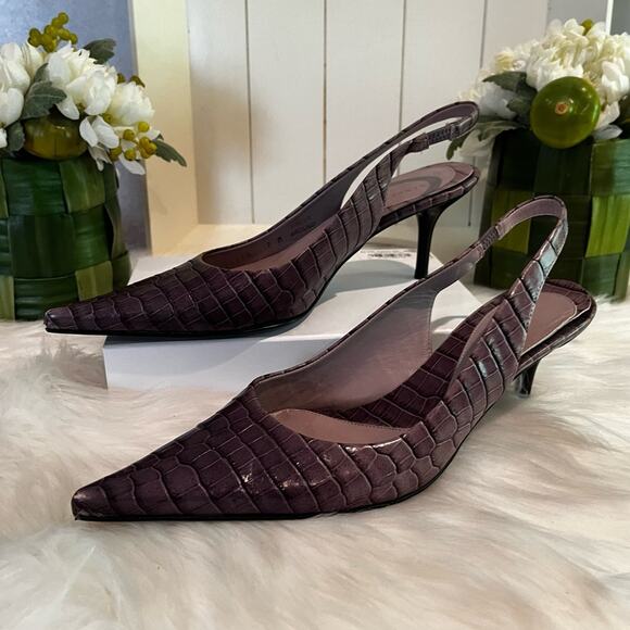 Kenneth Cole Purple Haze Ombre Snakeskin Leather Dress Around Slingback Heels 7 - Picture 1 of 15